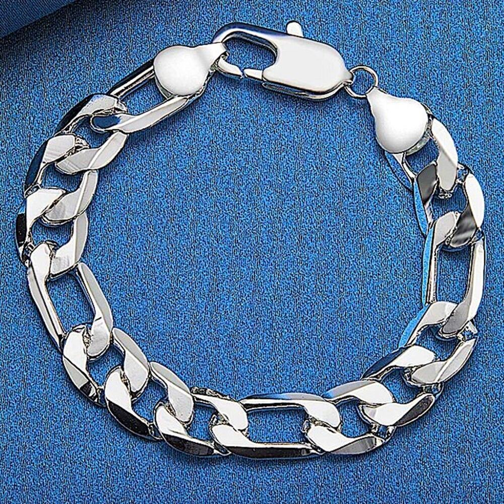 Sterling Silver Figaro 12mm Bracelet